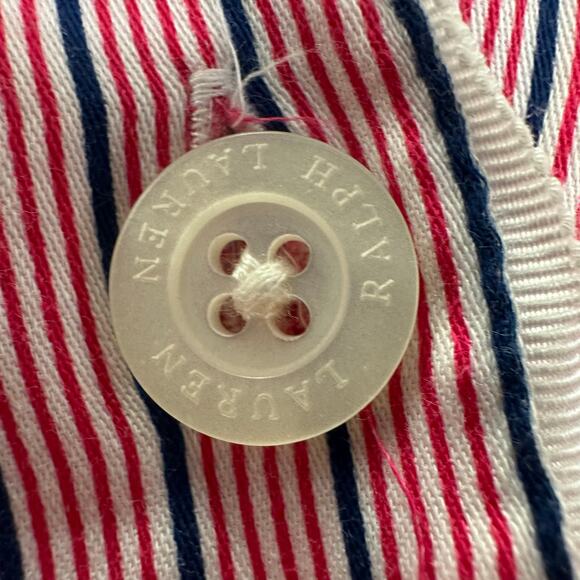 Ralph Lauren Shirt Womens Medium Pink Blue Striped Luxury Logo Pajama Top New - Picture 7 of 10